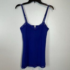 No Boundaries Blue Lace Trim Tank Top Y2K Vtg Juniors Size Large